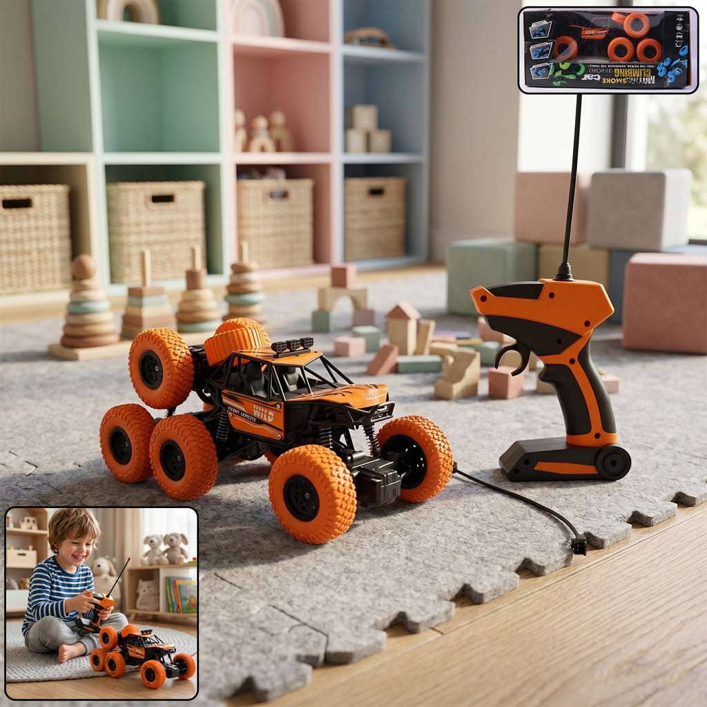 Rock Climber 8-Wheel Remote Control Car parked, showcasing its robust design.