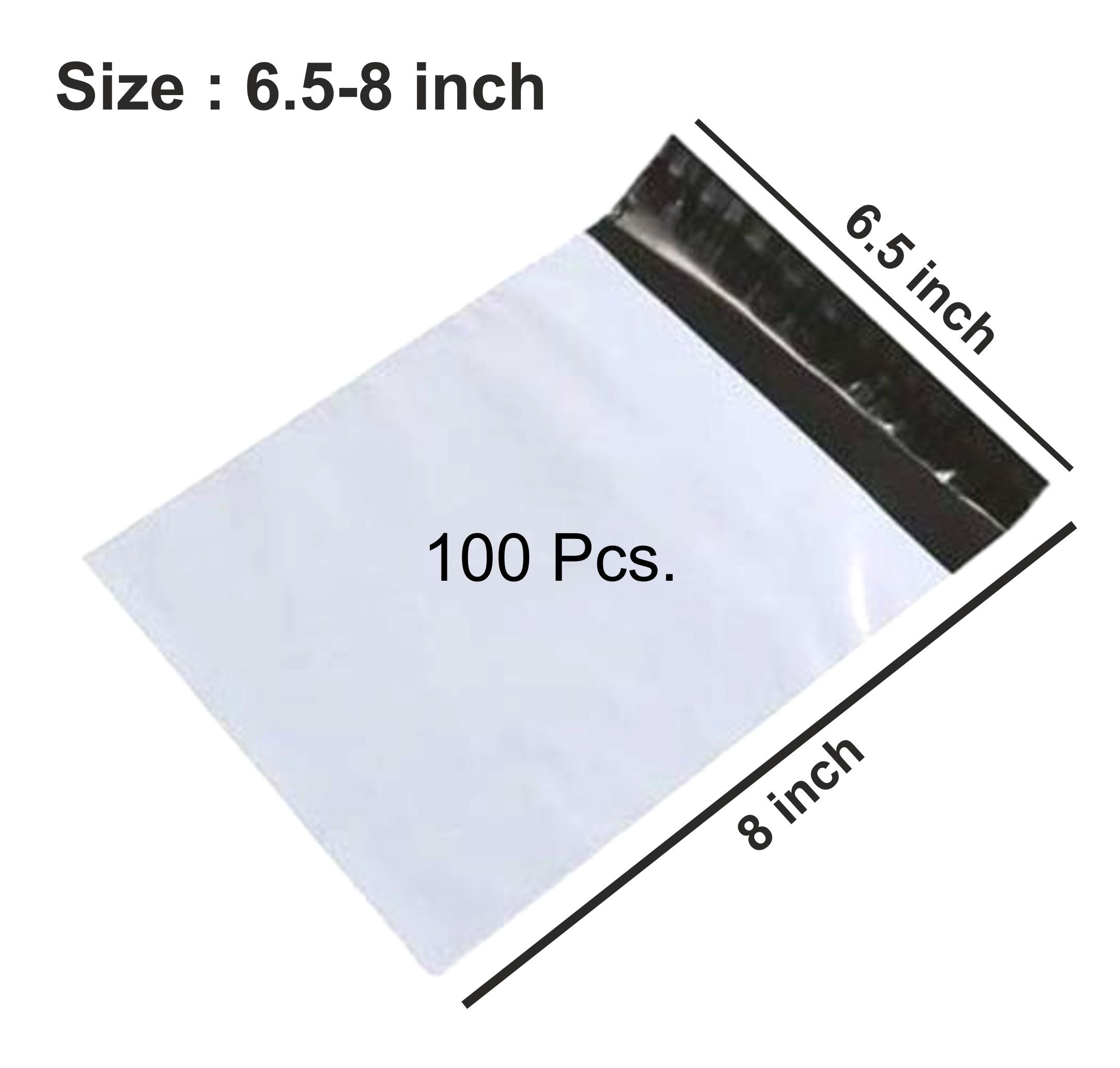 A single 6.5x8 inch tamper proof courier bag on a clean surface.