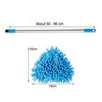 Adjustable triangle mop showing its durable stainless steel construction and flexible head.