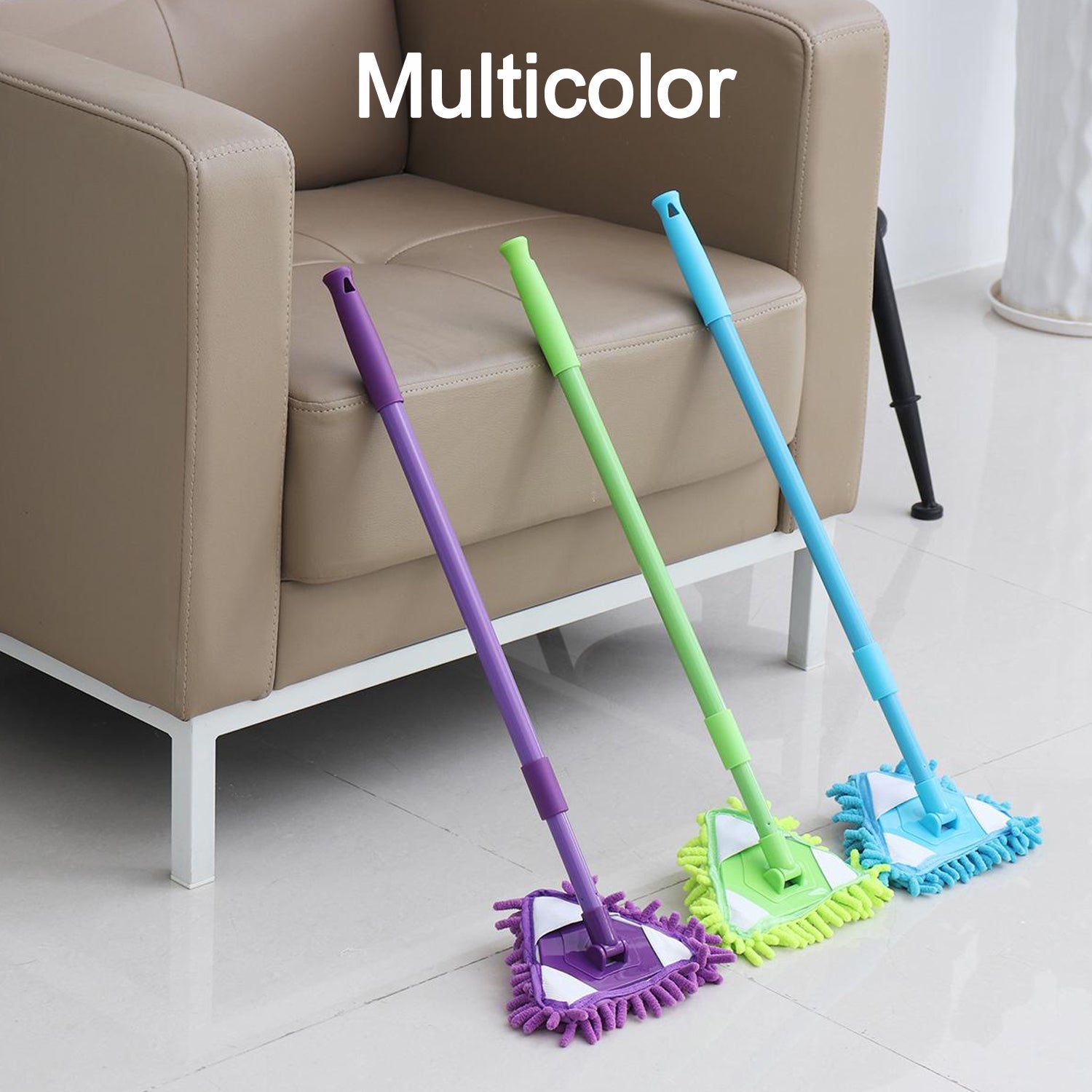 Adjustable triangle mop with stainless steel components for efficient and deep floor cleaning.