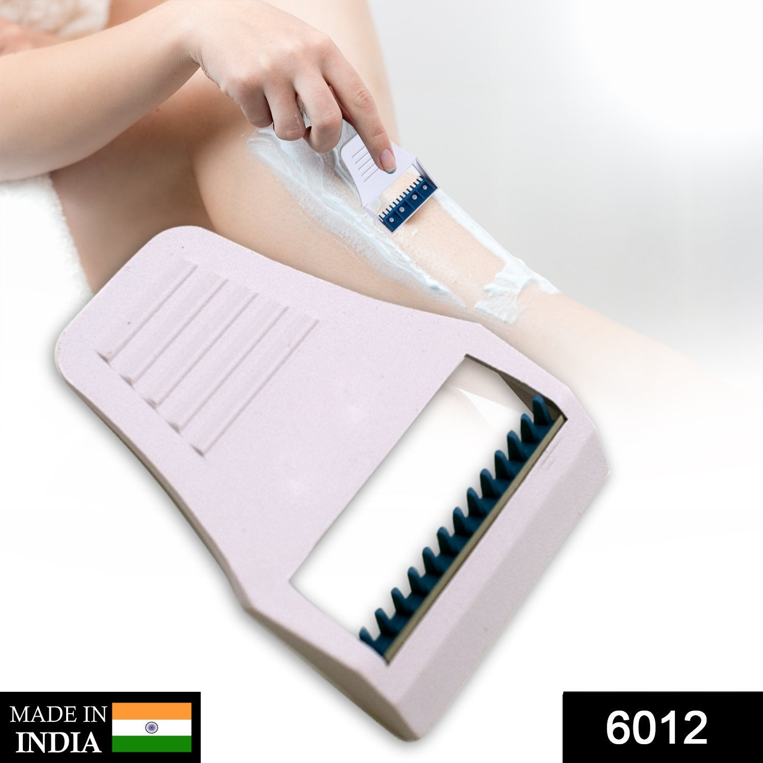 Close-up of VelvaBloom disposable women's body razor in its sterile packaging.