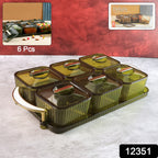 Liger 6-piece clear spice jar set with tray for kitchen storage