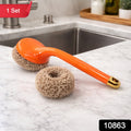 Heavy duty cleaning scrubber set featuring long handle and durable scrubber heads