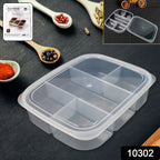 A blue 5-compartment reusable lunch box from Lunchie Bunchie, ready for daily meals.