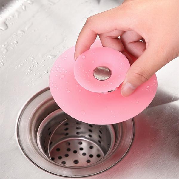 Durable silicone sink strainer and sealer cover with handle