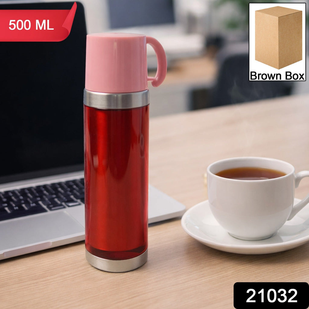 Travel mug with stainless steel base and handle lid for secure grip