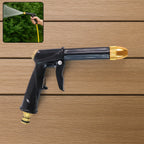 Durable brass water spray gun with ergonomic grip and adjustable spray patterns.