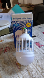 Front view of the compact mosquito killer lamp with its protective casing.