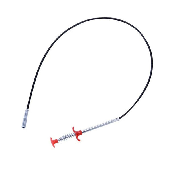 Full length view of the 290cm flexible drain cleaner tool ready for deep pipe cleaning.