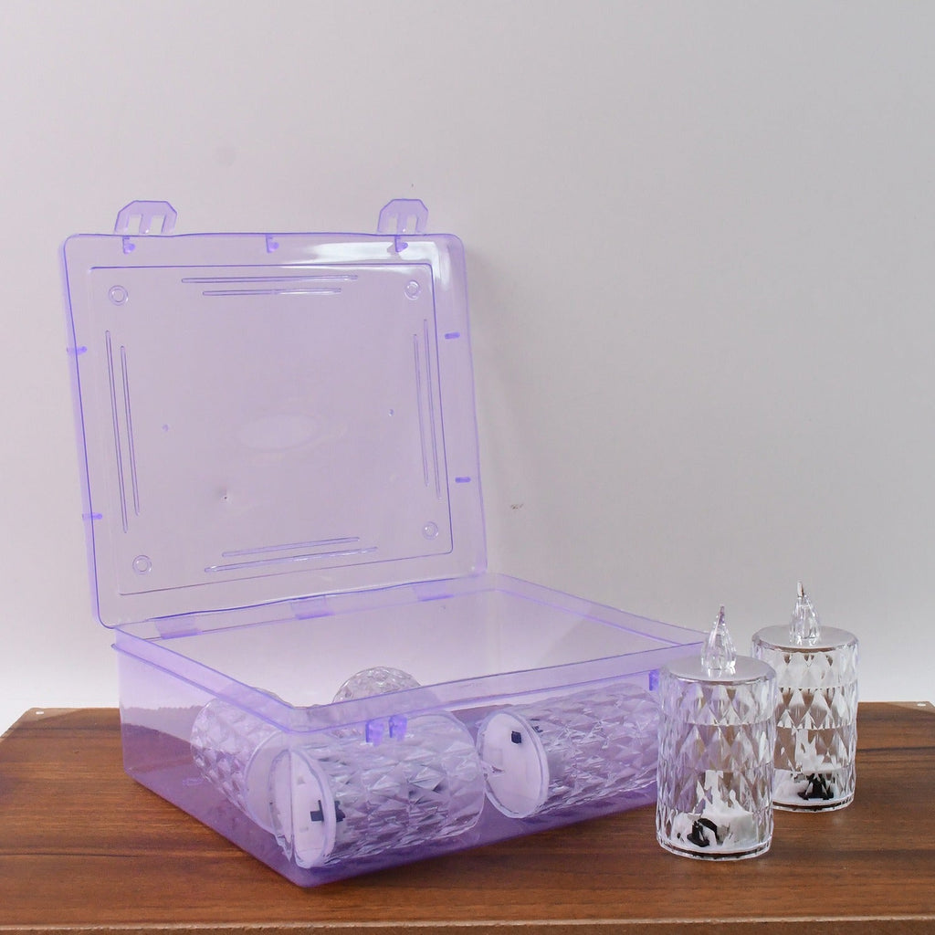 Set of six LED crystal flameless candles displayed for festive décor