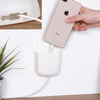 Side view of the wall mounted mobile charger and storage.