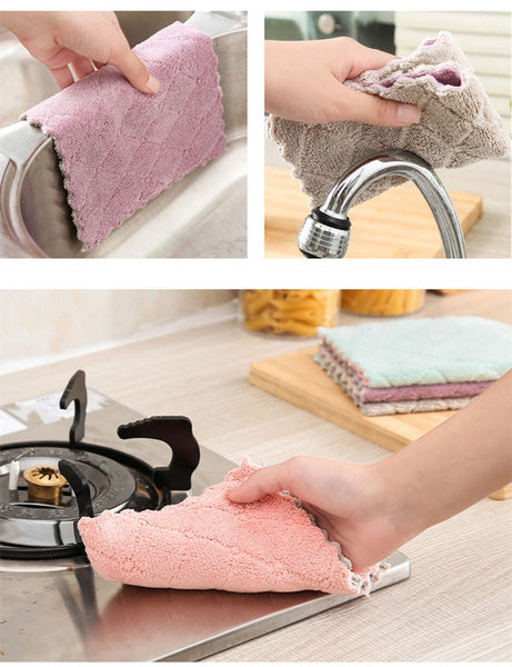 Brightly colored multi-purpose cleaning cloths for diverse household tasks.