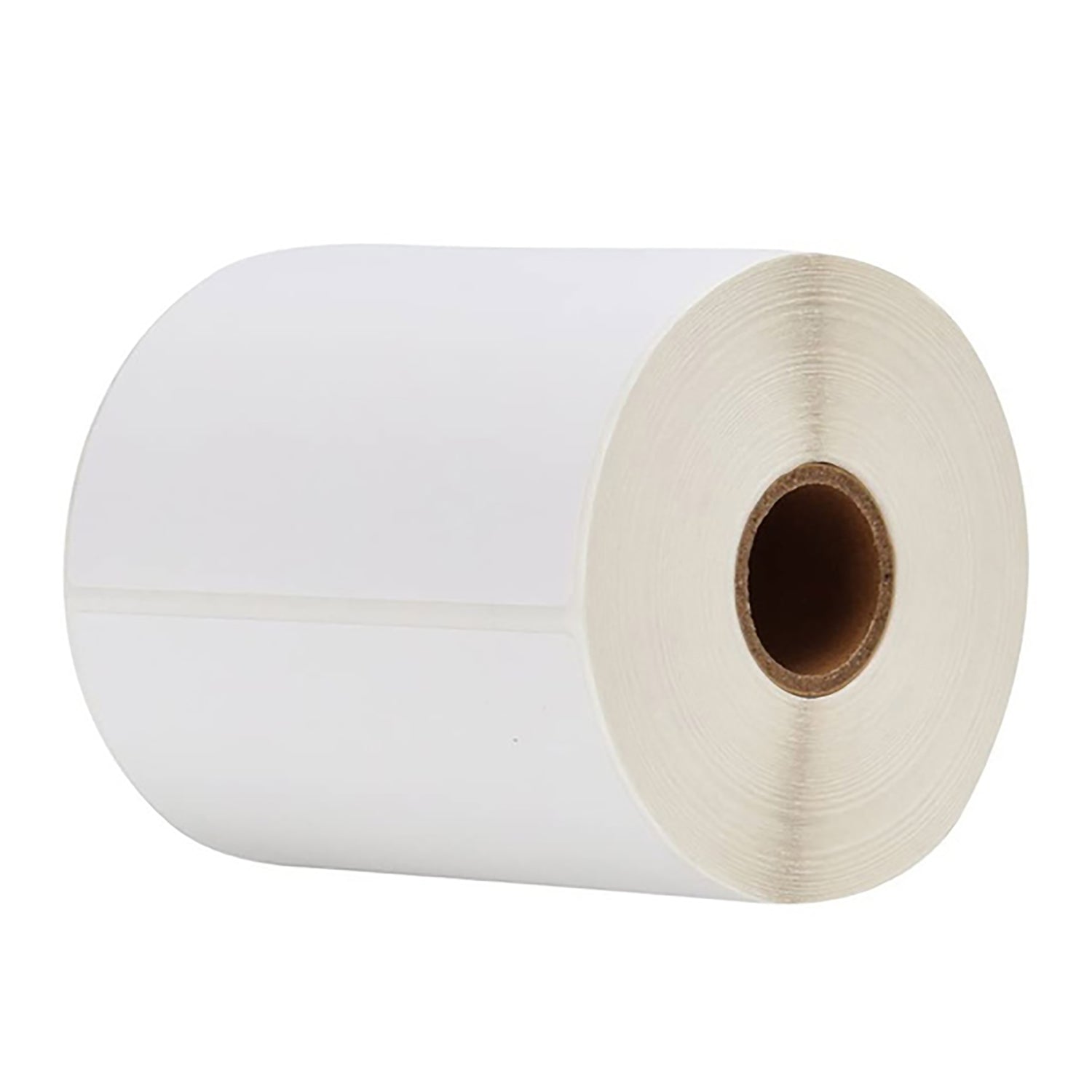 Multiple rolls of 4x6 inch shipping thermal labels on a shelf.