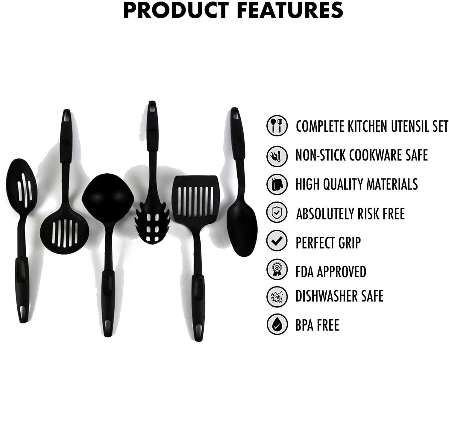The full range of 6 non-stick cooking tools for Indian kitchens.