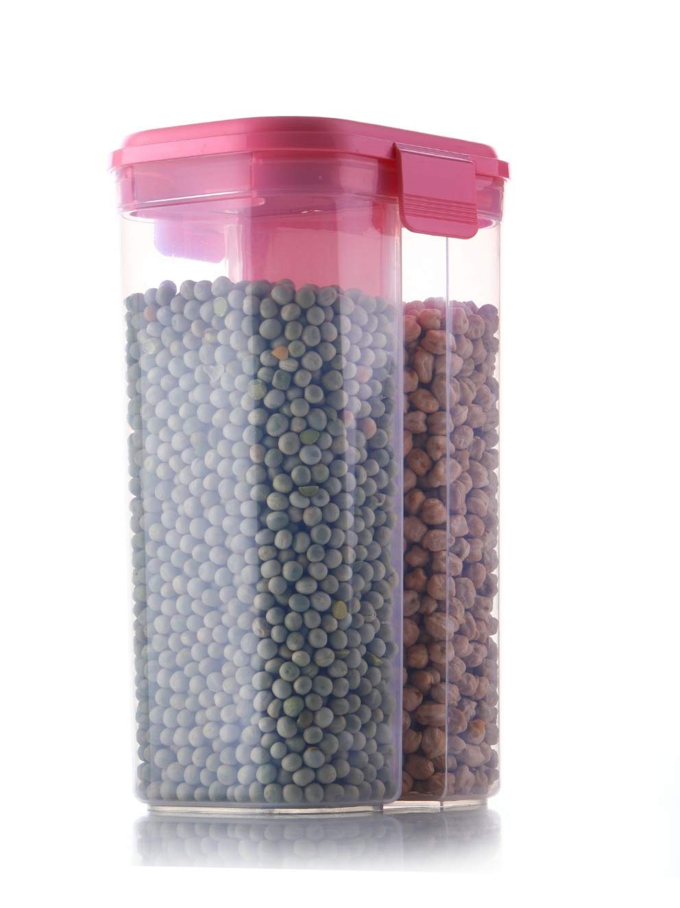Side view of a cereal storage container featuring a secure airtight seal.