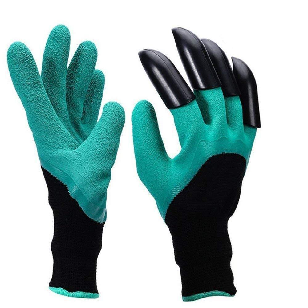 Durable rubber and nylon gardening gloves with protective ABS claws for various tasks.