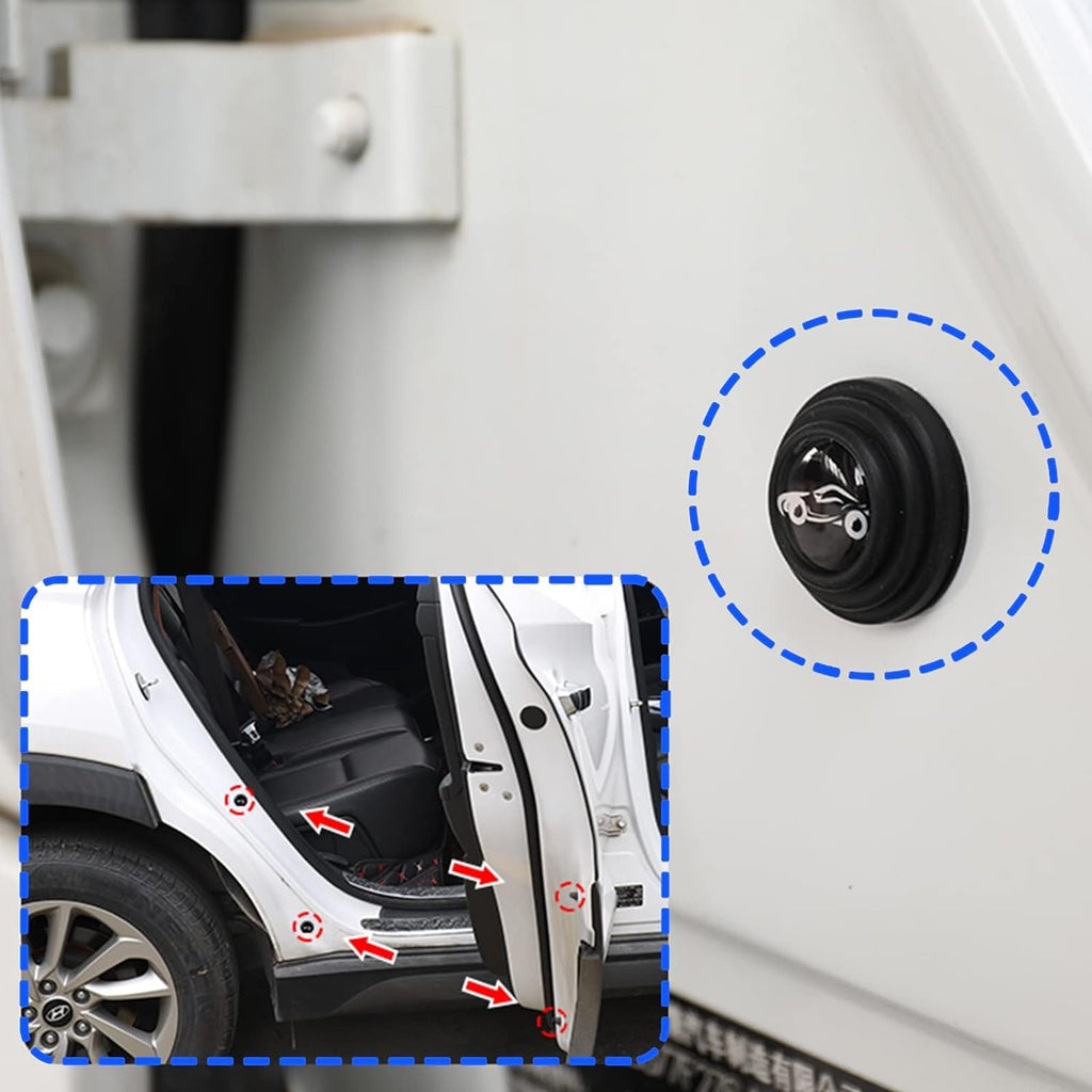 Car door protector discreetly installed on a car door edge to prevent dents.