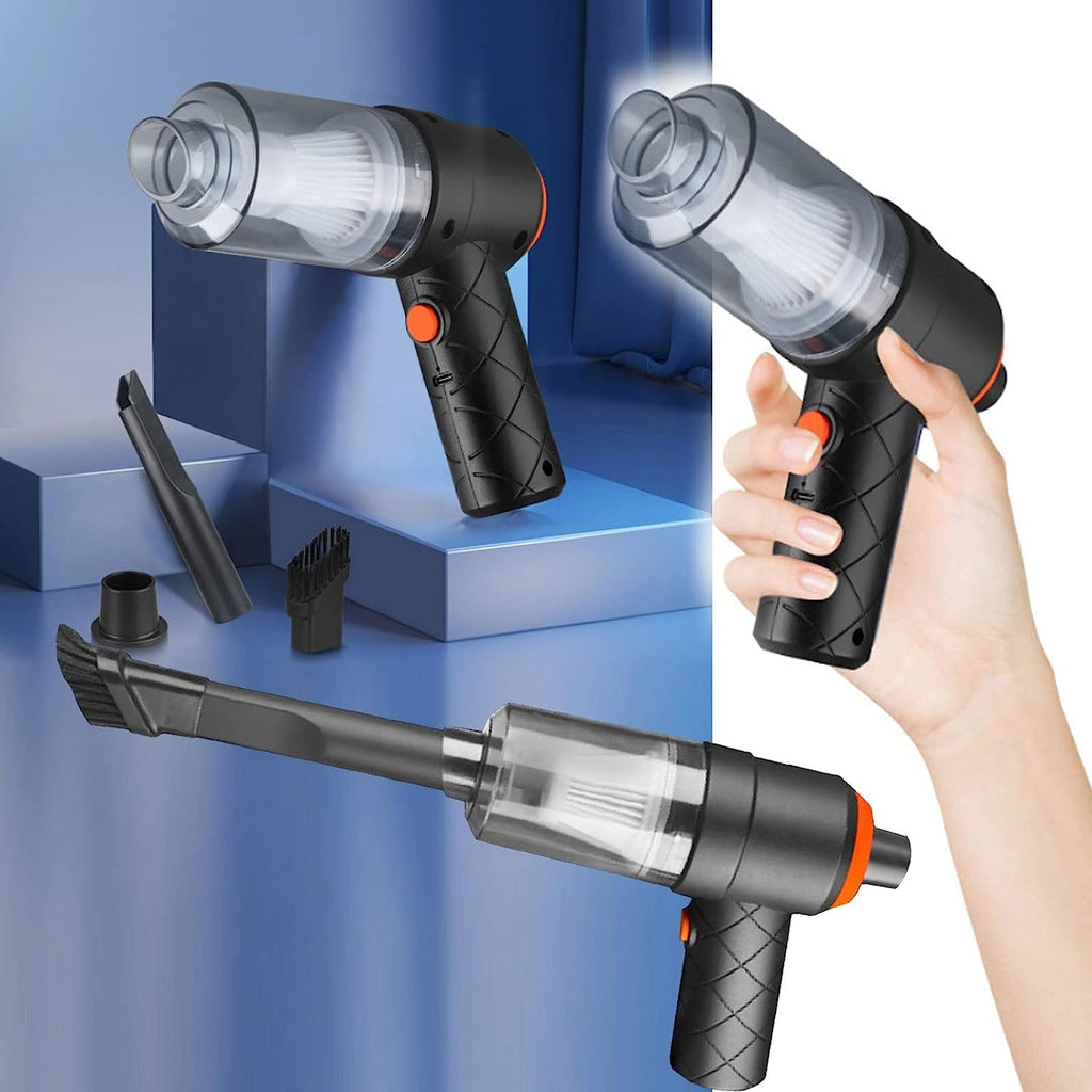 Informational graphic detailing the features and specifications of the dual-use vacuum cleaner.