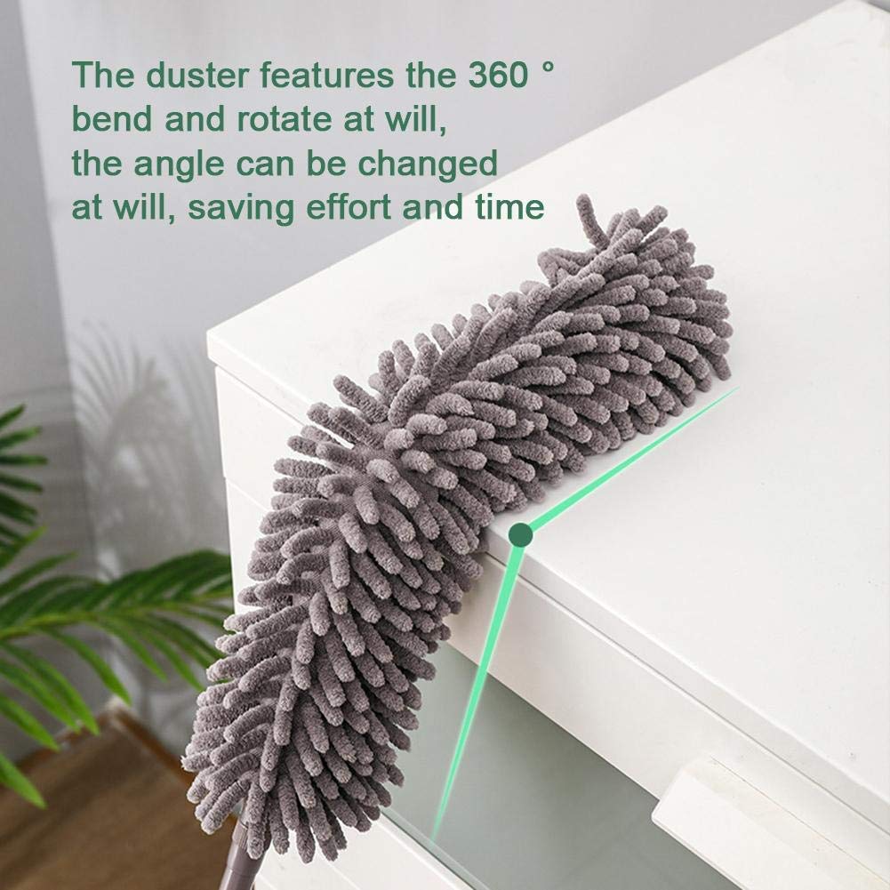 Extendable Microfiber Fan Duster shown at full length, ideal for high reach.