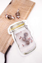 Close-up of the 150ml reusable food storage pouch, highlighting its secure zipper.