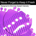 Top view of a round anti-splash urinal mat, designed for optimal drainage and cleanliness.