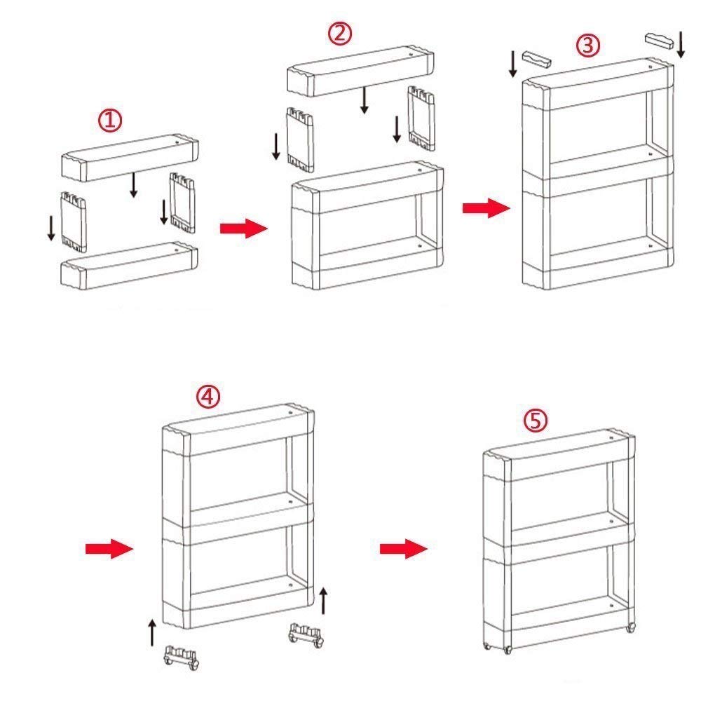Lifestyle image of the 4-layer organizer rack used in a bathroom for toiletries.