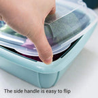 Collapsible food drainer basket with convenient double layers for kitchen use.