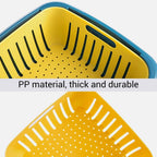 Efficient food drainer washing basket with an inner colander.