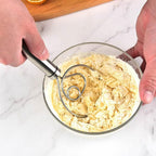 High-quality stainless steel dough whisk for baking and mixing.