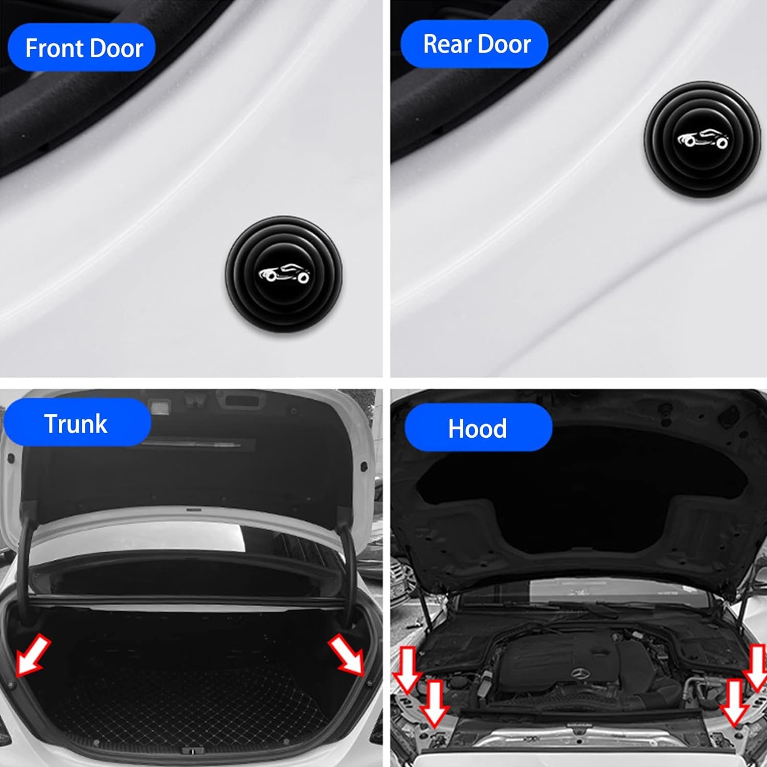 Car door protector applied to a car door, blending seamlessly with the paint.