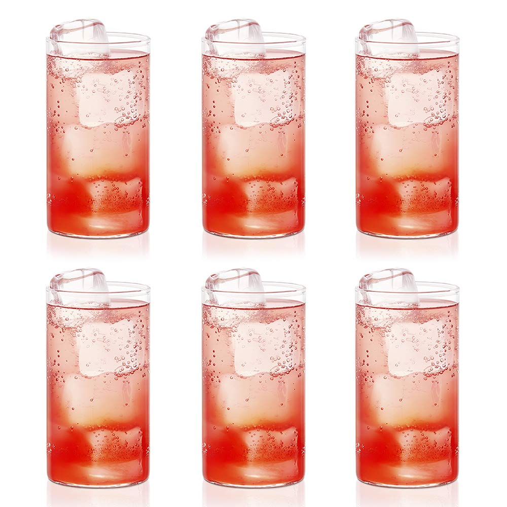 Ergonomic and lightweight transparent plastic glasses for comfortable handling.