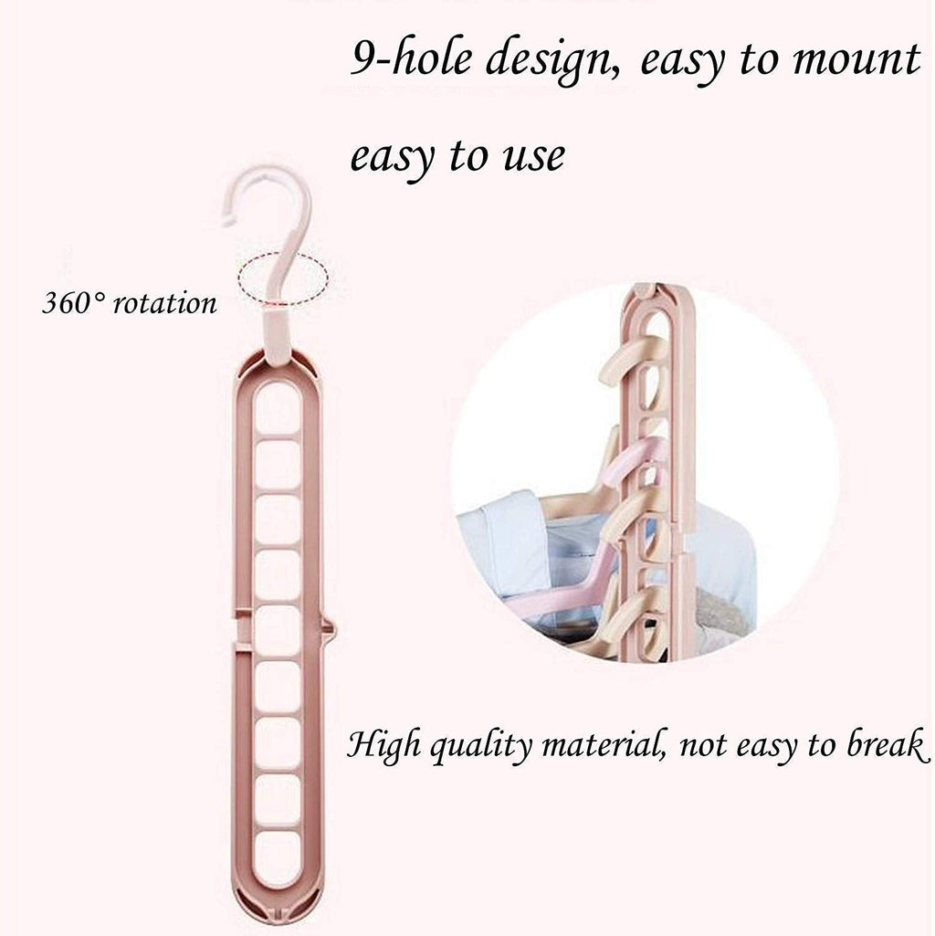 Versatile folding hanger with nine holes, demonstrating its compact storage capability.