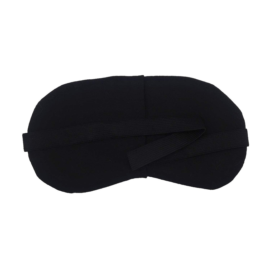 Side view of a sleep mask for travel, showing the adjustable elastic strap for a secure fit.