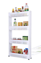 Space saving storage rack holding various kitchen essentials, demonstrating its utility.