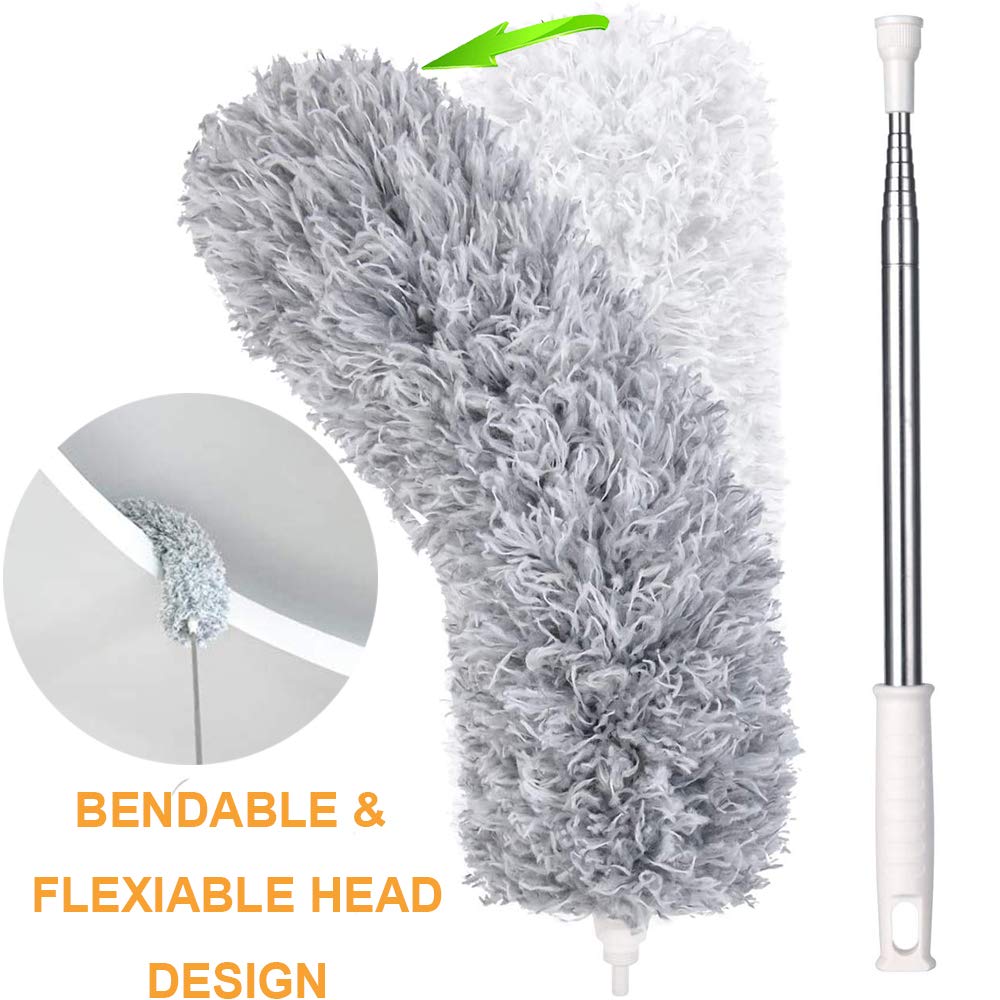 Ergonomic handle design of the microfiber duster for comfortable grip.