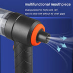 Car Vacuum Cleaner with a long nozzle attachment reaching into tight spaces of a car seat.