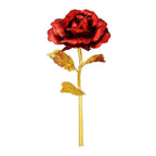 10-inch artificial golden rose in full view showing size and gold overlay