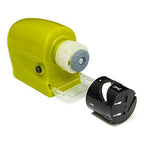 Side view showing the compact and portable design of the battery-operated sharpener.