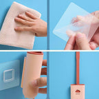 Ventilated quick-dry holder for the silicone toilet brush, preventing water build-up.