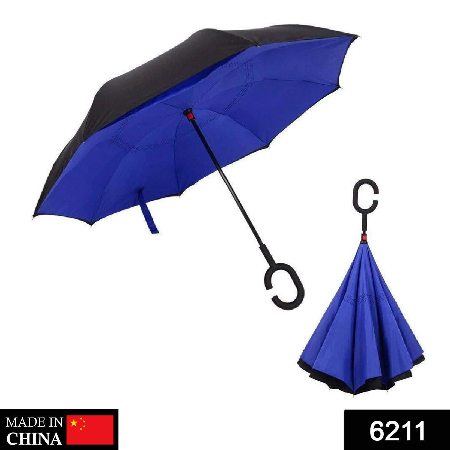 Innovative upside-down reverse umbrella demonstrating its unique closing mechanism.