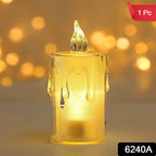 Close-up of Styleva's battery-operated crystal LED candle on a dark surface.