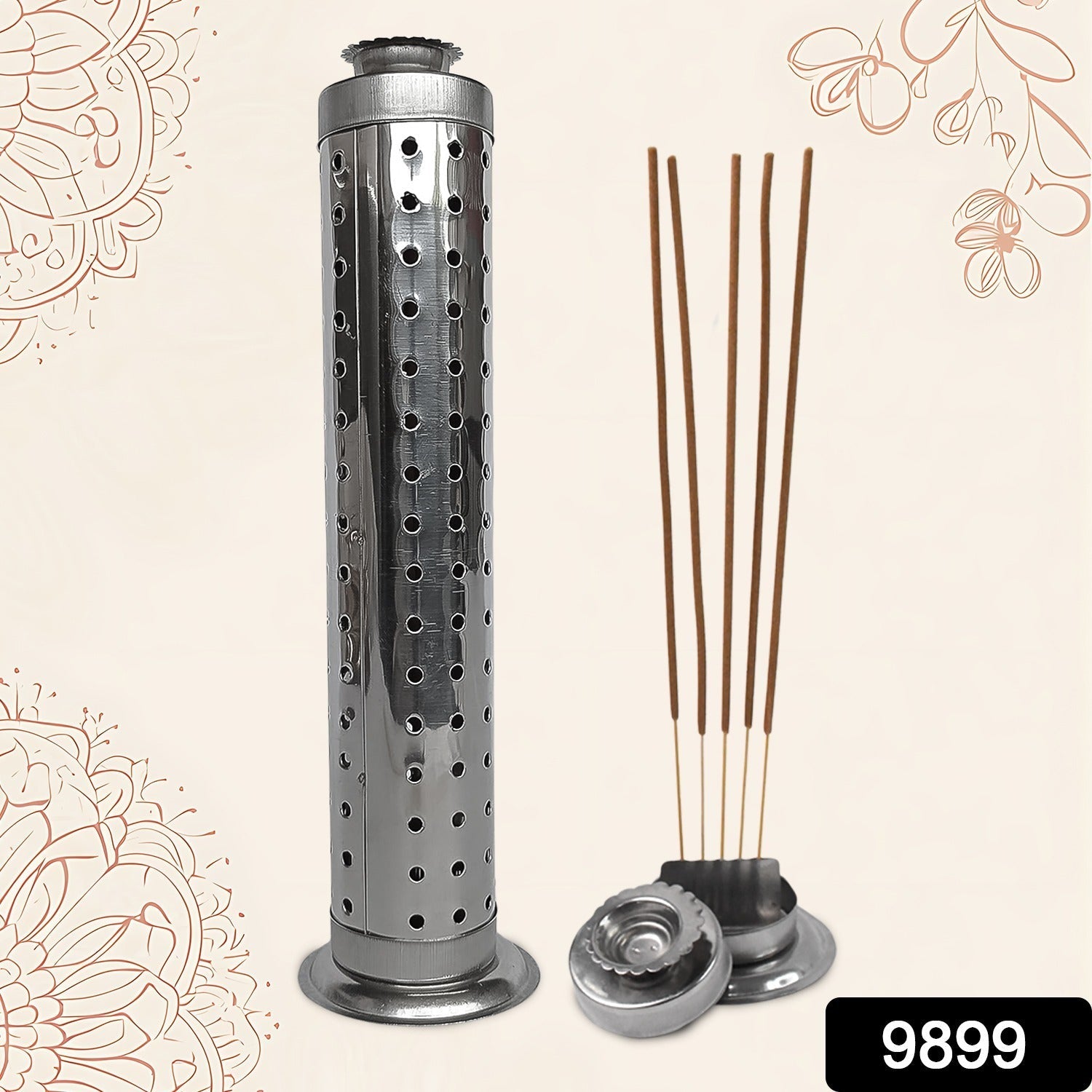 Puja incense stick holder made of stainless steel with safe ash catcher