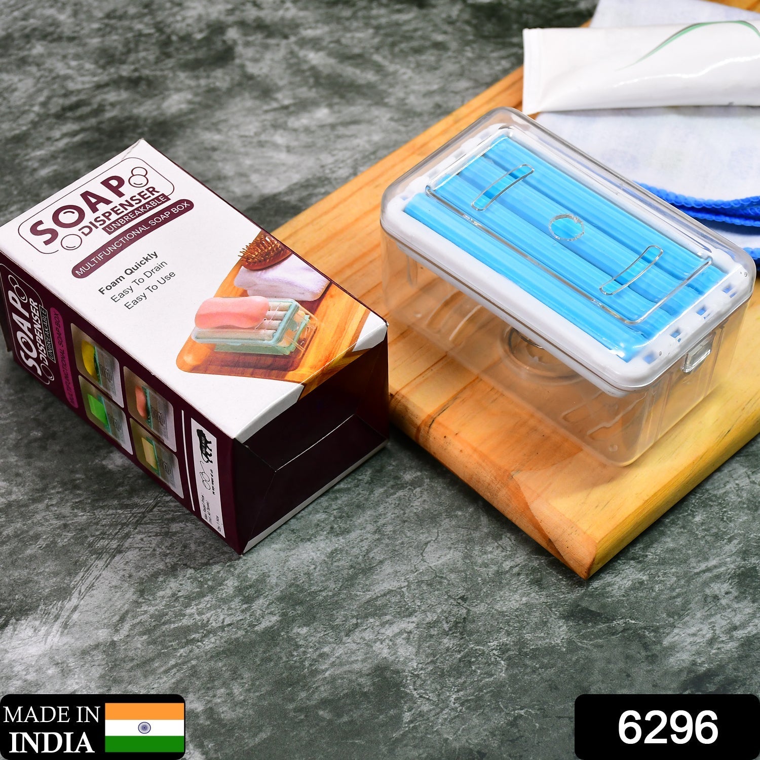 Compact portable soap dish with integrated roller for efficient use.