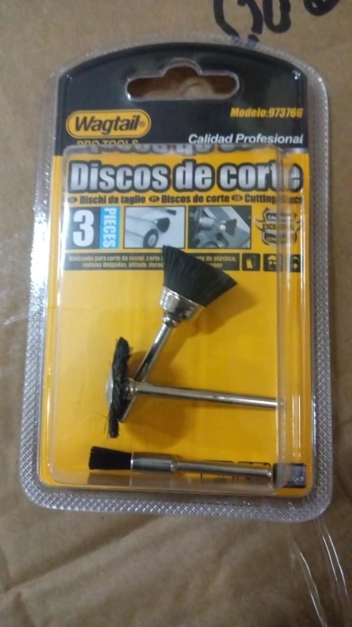 Retail packaging for the ToolMate Pro 3-piece Brass Wire Wheels set.