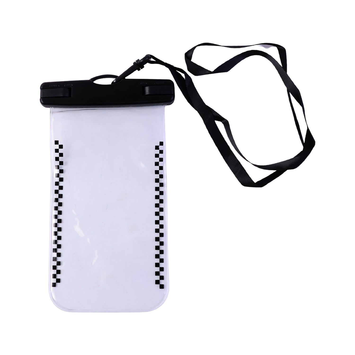 White background image showing waterproof mobile pouch