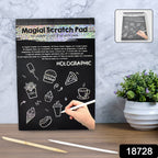 Revealed colourful scratch art sheet showcasing rainbow colours