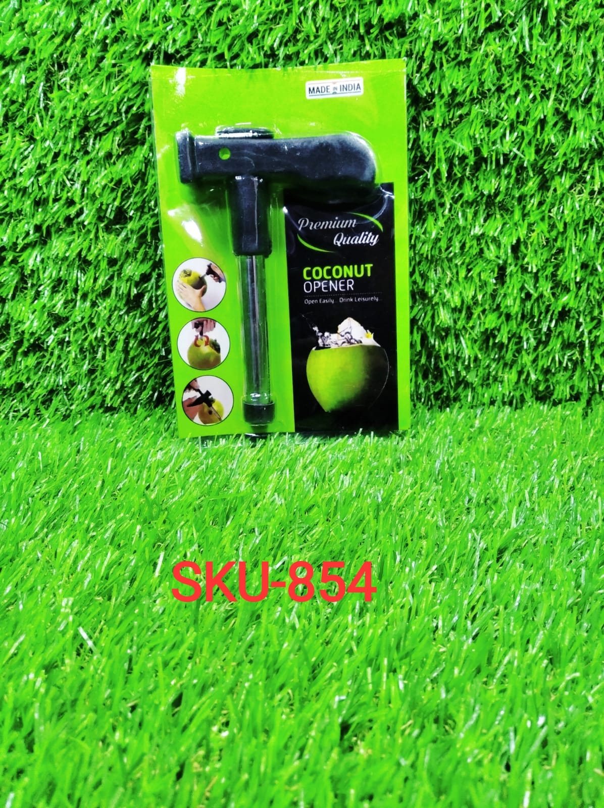 Robust coconut driller tool designed for easy and safe use.