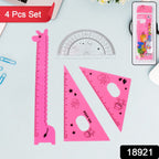 Giraffe ruler set pieces displaying various ruler shapes with cartoon design