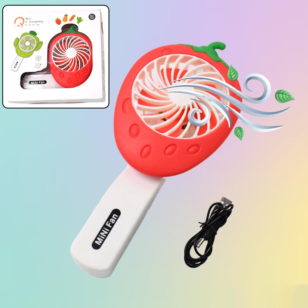Handheld mini fan with USB operation in bright mix colours providing portable cooling