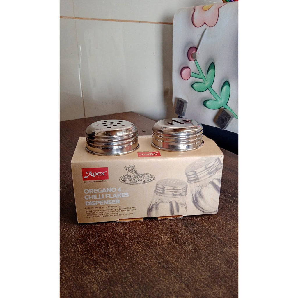 Clear plastic spice shaker with stainless steel lid ideal for table seasoning